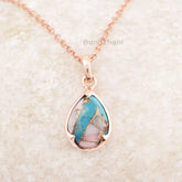 Pink Opal Turquoise Necklace - Sterling Silver - Gemstone Necklace - 10x14mm Prong Set Pear - Trend Jewelry - Gift For Her -Jewelry For Sale